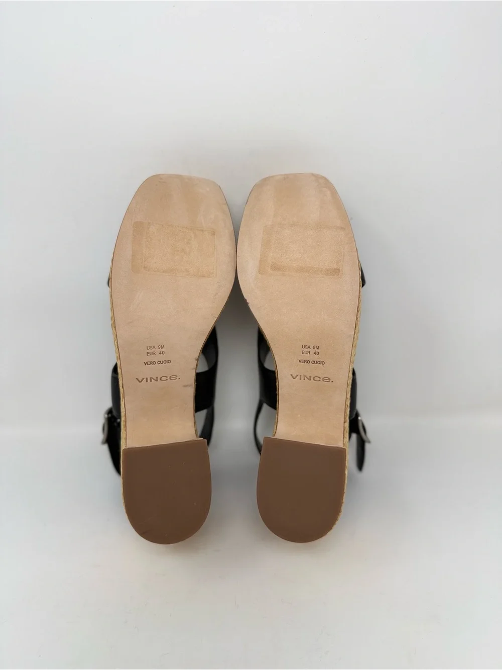 New Vince Clementina Leather Platform Sandal Black Sz 9